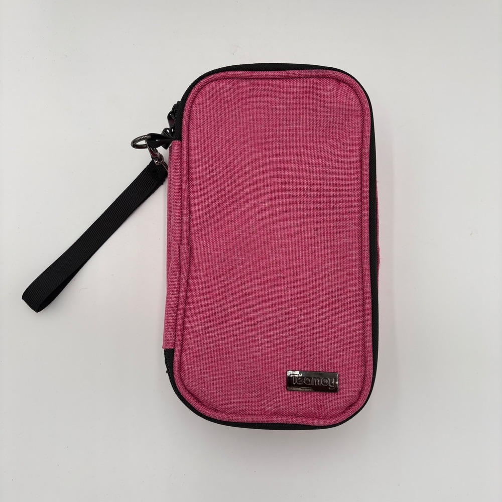 Teamoy Pink Travel Organizer Case Tech‎ Stationery Bag with Wristlet
